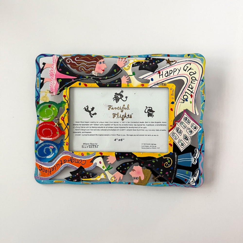 Happy Graduation Fanciful Flights Metal Photo Frame Designed by Karen Rossi